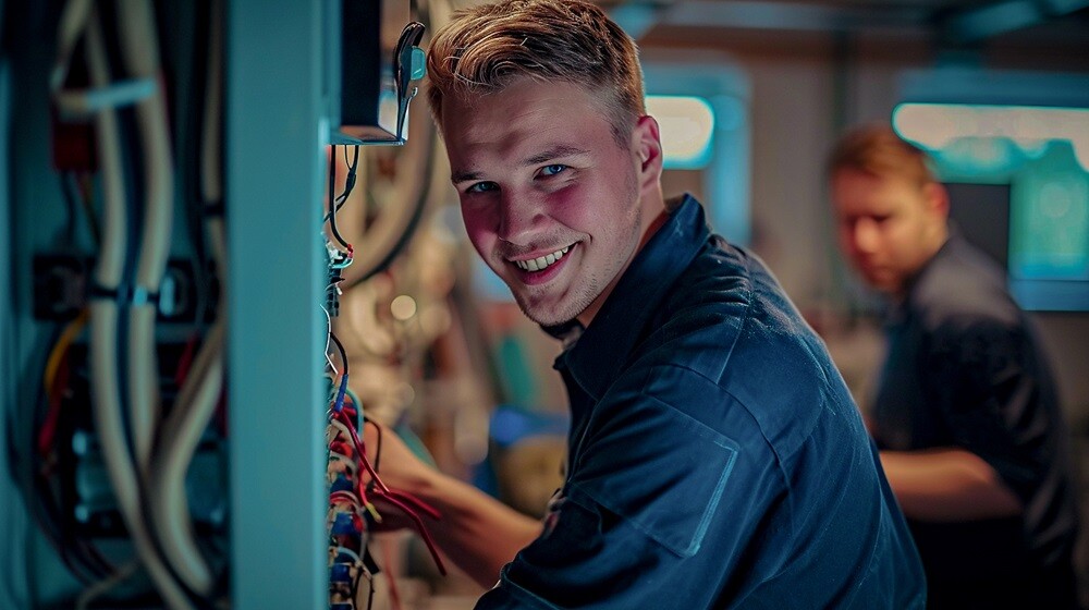 Elektromonteur aan het werk